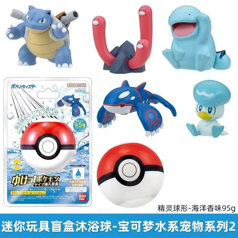 Original Bandai Pikachu Pokemon Children's Bath Ball Blinds Boxs Toys Ornament Action Figures Randomly Sent Toys