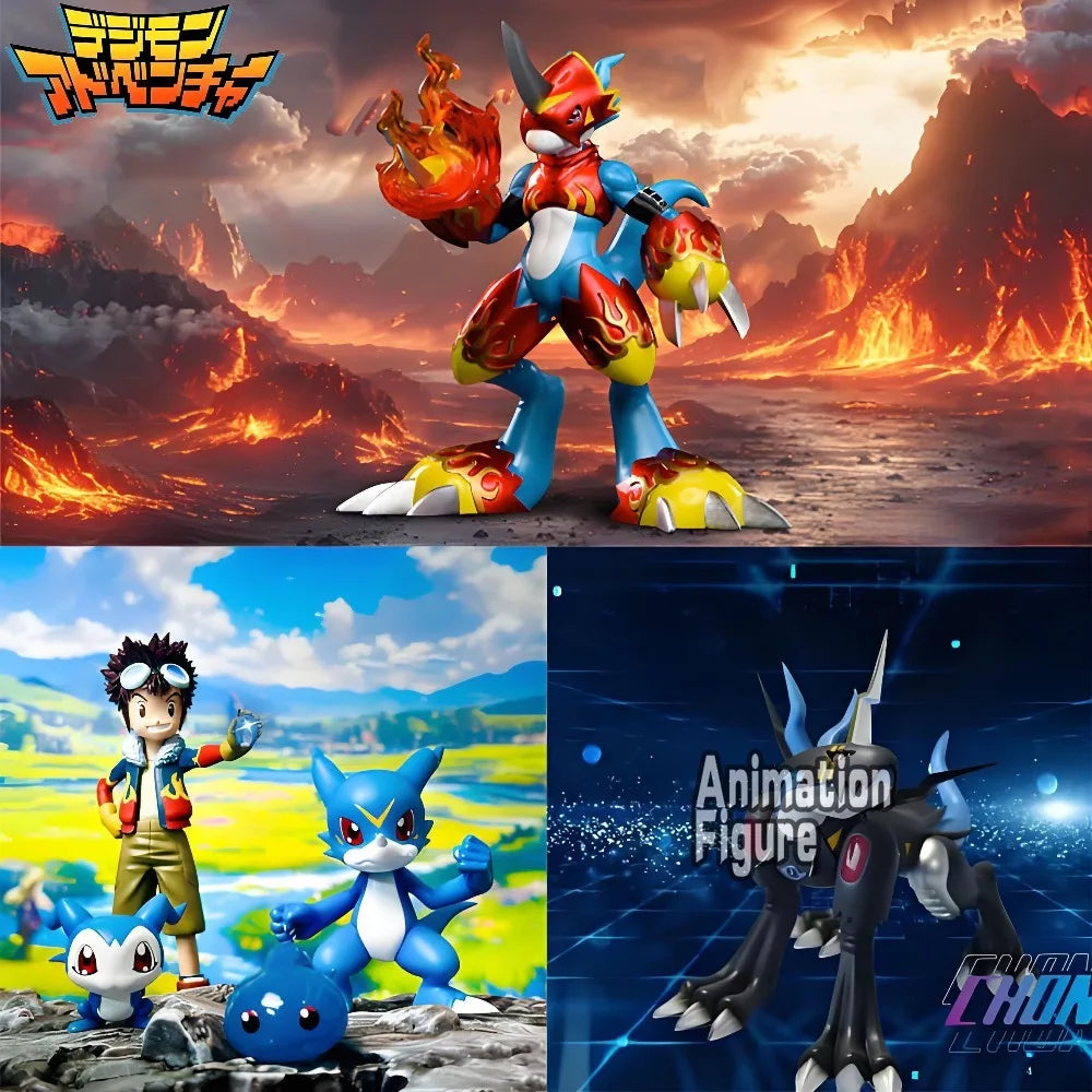 2-20cm Anime Digimon Adventure Figure V-mon Evolutionary Combination Action Figures Pvc Collection Model Toys for Gifts