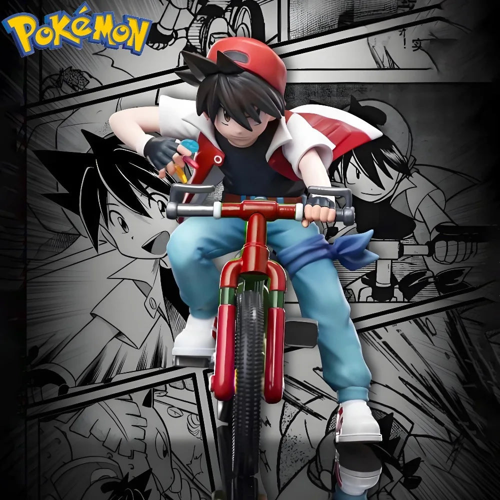 6cm/2.36in Anime Pokemon Figure Red Ash Ketchum Biking Action Figures Pvc Collection Model Toys for Children Gifts