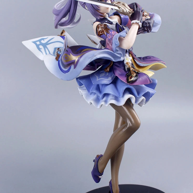 24cm Genshin Impact Anime Figures Keqing Kawaii Standing Action Figure PVC Collection Model Doll Ornaments Toys Birthday Gifts