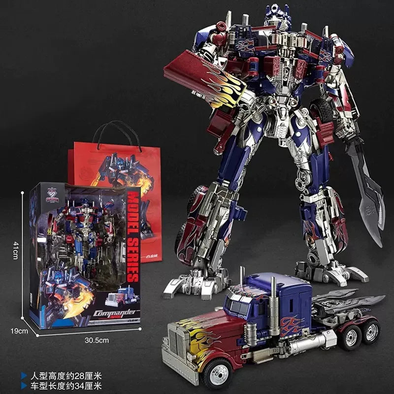 30CM Transformation Optimus Prime Bumblebee Megatron Black Gold Robot Toy Alloy Star Commander Truck Car Toy Action Figure Gift