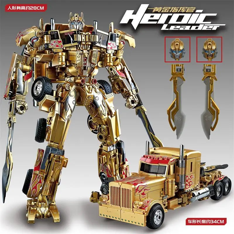 30CM Transformation Optimus Prime Bumblebee Megatron Black Gold Robot Toy Alloy Star Commander Truck Car Toy Action Figure Gift