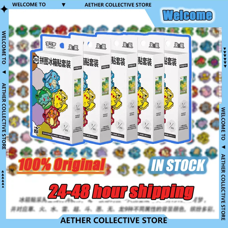 Original Pkm 151 PTCG Trading Cards Game Card Box Jigsaw Puzzle Fridge Magnets Scarlet Violet Chinese Gift Box Collectible Set