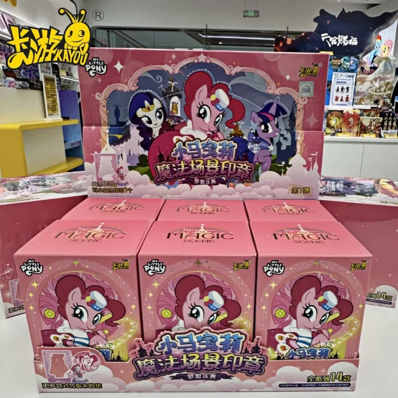 New KAYOU My Little Pony Rubber Doll Magic Scene Seal The First Bullet Blind Box Rare Style Pinkie Pie Rarity Children Gifts