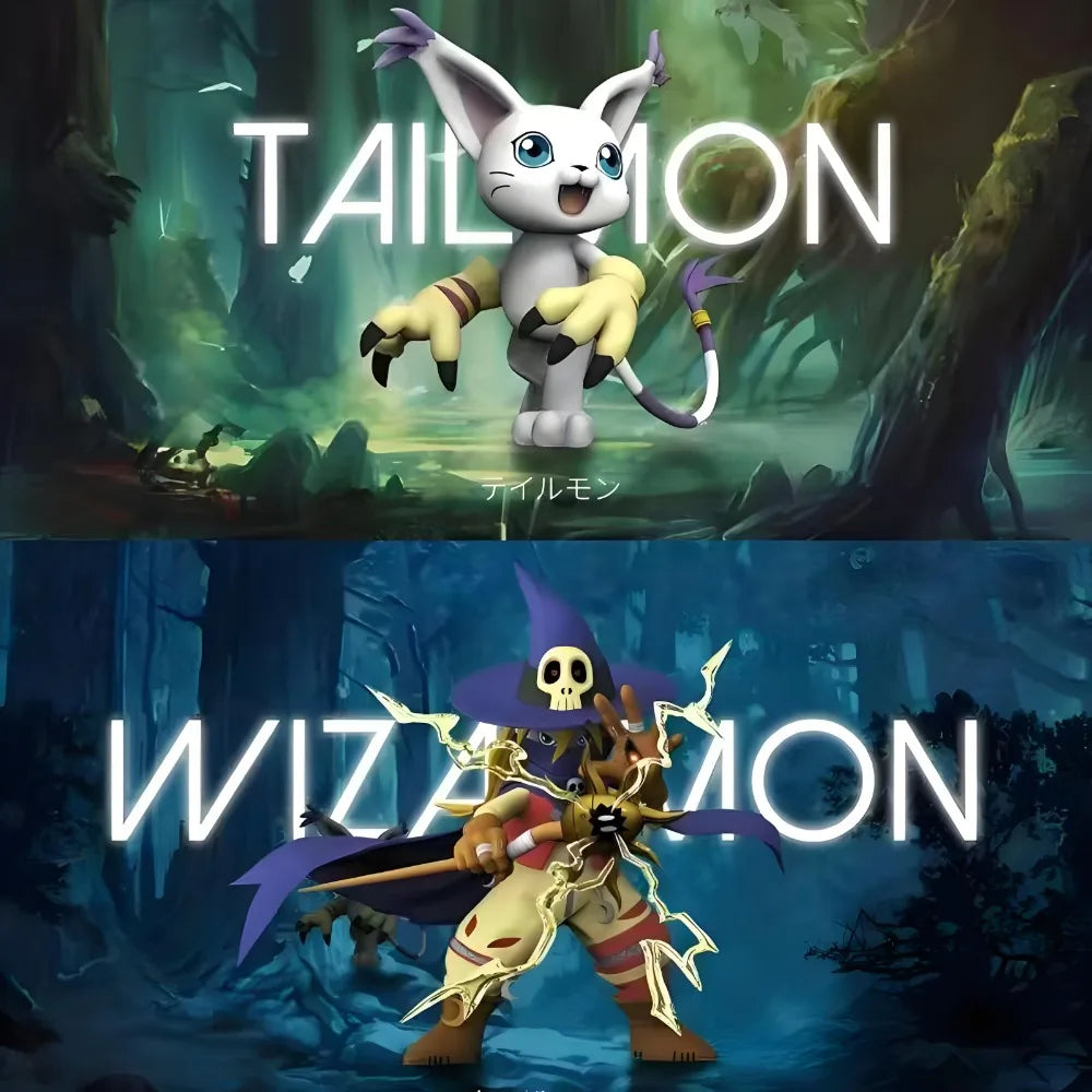 3.5-11.5cm Anime Digimon Adventure Figure Wizarmon and Tailmon Action Figures Pvc Statue Collection Model Toys Gifts