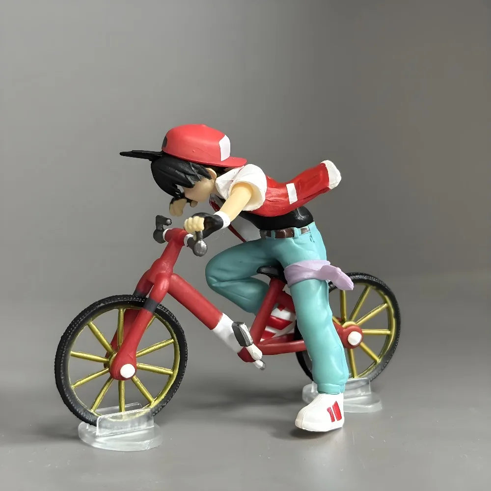 6cm/2.36in Anime Pokemon Figure Red Ash Ketchum Biking Action Figures Pvc Collection Model Toys for Children Gifts
