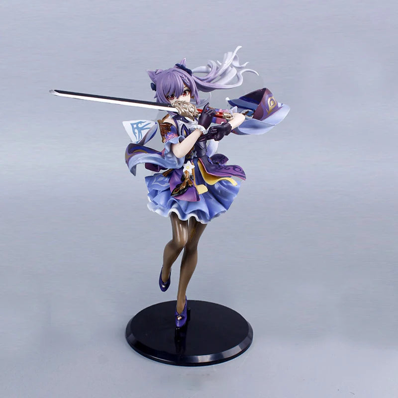 24cm Genshin Impact Anime Figures Keqing Kawaii Standing Action Figure PVC Collection Model Doll Ornaments Toys Birthday Gifts