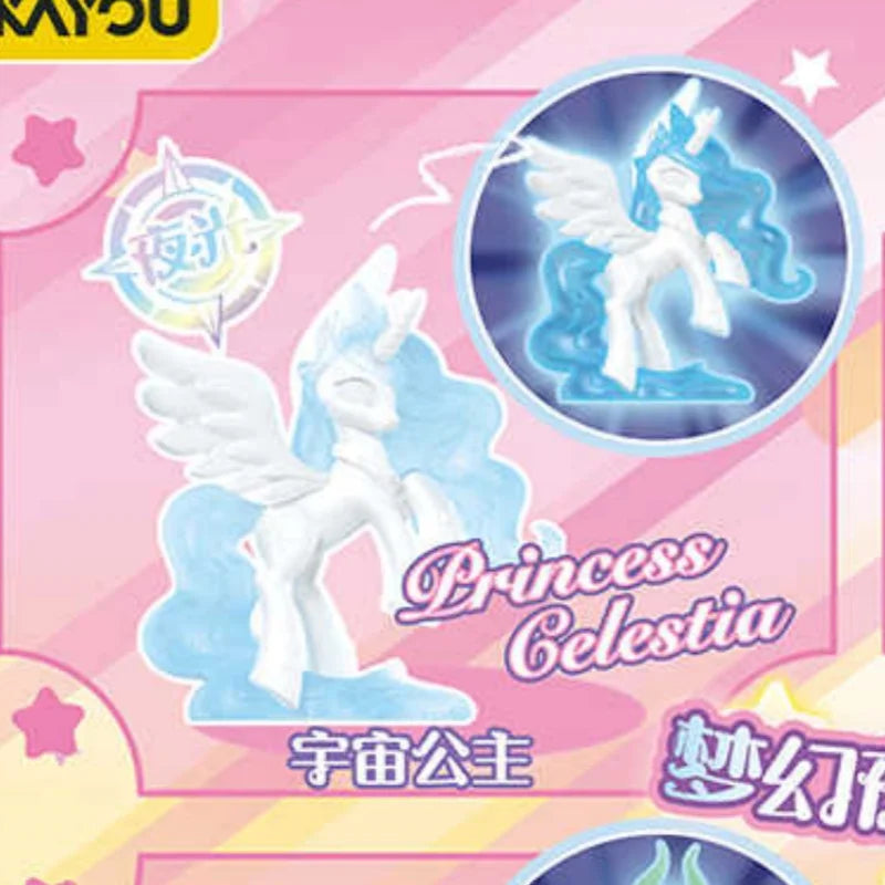 New KAYOU My Little Pony Rubber Doll Vol.2 Sparkling Space Princess Flowing Light Edition Pinkie Pie Fluttershy Rarity Kids Gift