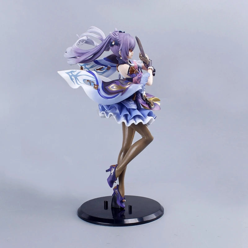 24cm Genshin Impact Anime Figures Keqing Kawaii Standing Action Figure PVC Collection Model Doll Ornaments Toys Birthday Gifts