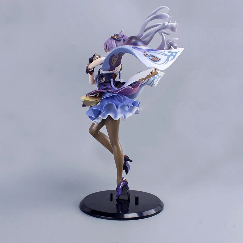 24cm Genshin Impact Anime Figures Keqing Kawaii Standing Action Figure PVC Collection Model Doll Ornaments Toys Birthday Gifts