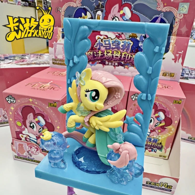 New KAYOU My Little Pony Rubber Doll Magic Scene Seal The First Bullet Blind Box Rare Style Pinkie Pie Rarity Children Gifts