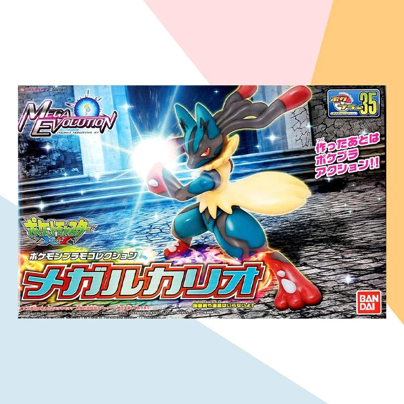 In Stock Bandai Original Box POKEMON Poke Pla Mega Lucario Aninm Full Action Assembly Figure Model Toy Gifts for Kid