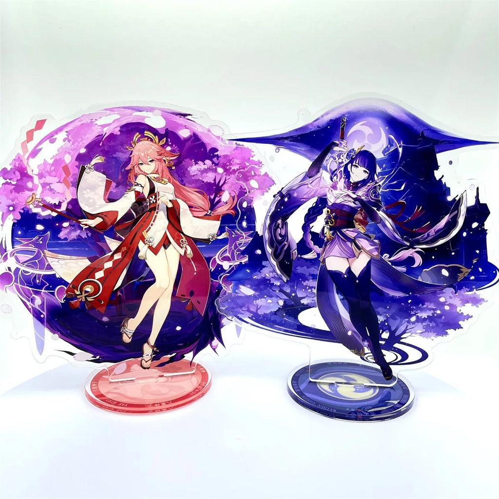 Anime Figure Genshin Impact Furina Arlecchino Xiao Yae Miko Yelan Acrylic Stand Model Plate Desk Decor Standing Sign Fans Gift