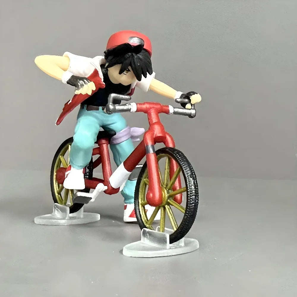 6cm/2.36in Anime Pokemon Figure Red Ash Ketchum Biking Action Figures Pvc Collection Model Toys for Children Gifts